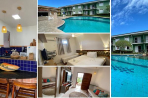 Flat frente praia de Taperapuã, atravessou a rua está na praia, com piscina, sauna e café da manhã como cortesia